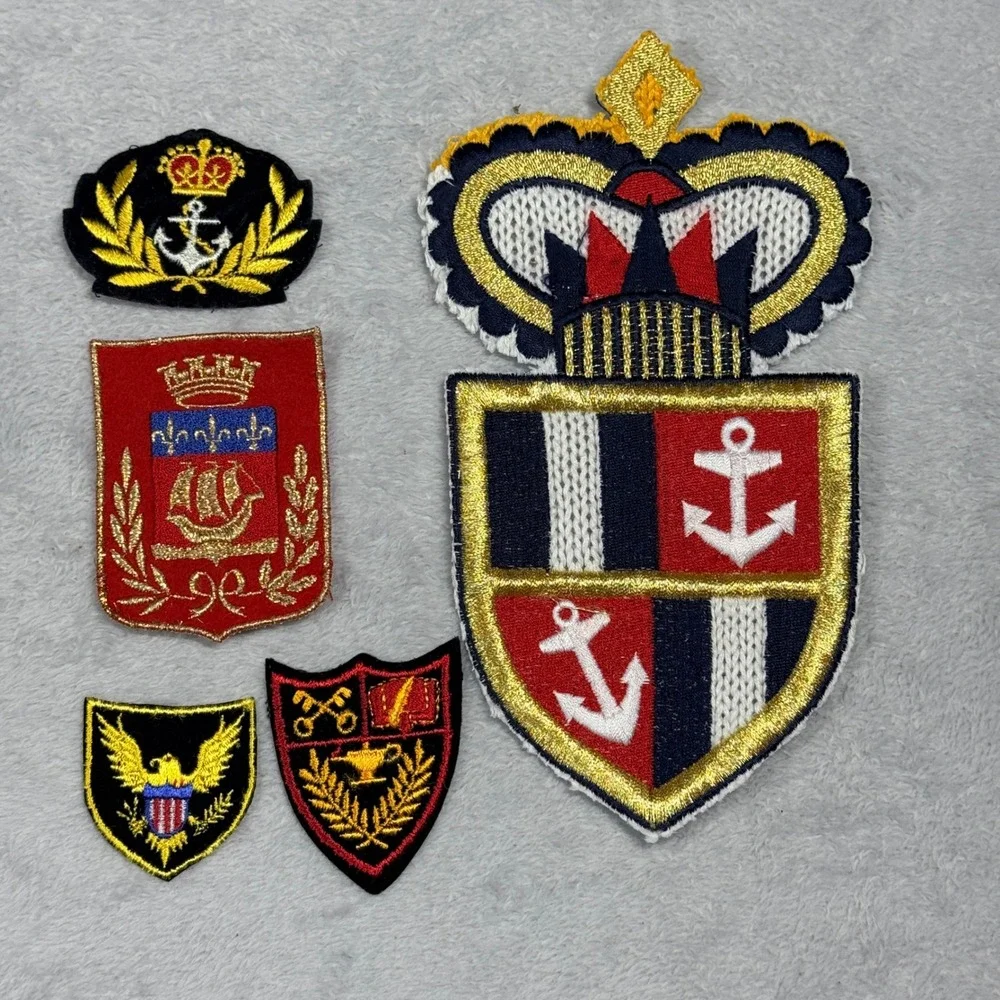 Embroidered Crest Patches Unisex OS Multicolored Nautical Military Set